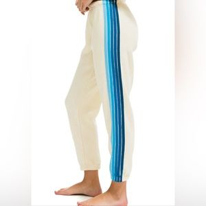 Aviator nation -  5 STRIPE SWEATPANTS - VINTAGE WHITE // BLUE